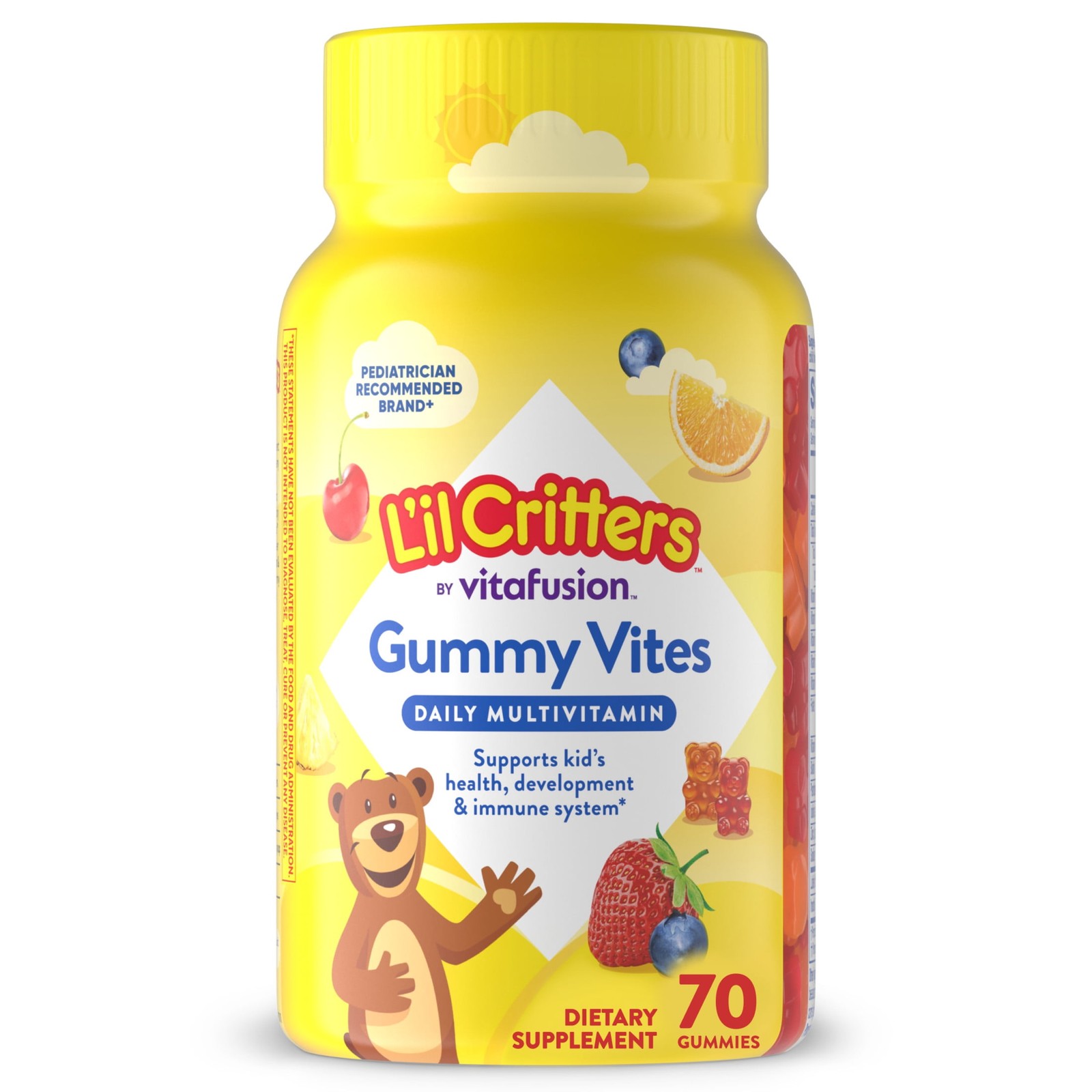 Gummy Multivitamin for Kids Children Toddlers Ages 2+ Years 70 Count Fruit
