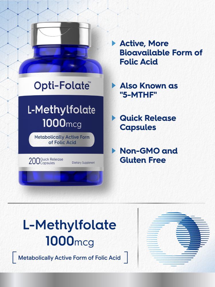 L Methylfolate 1000mcg | 200 Capsules | Value Size | by Opti-Folate