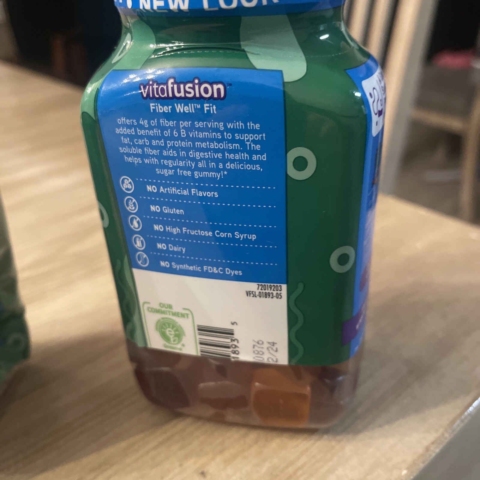 Vitafusion Fiber Well Fit Fiber + B VitaminGummies Peach/Berry 90 Ct Exp 12/2024