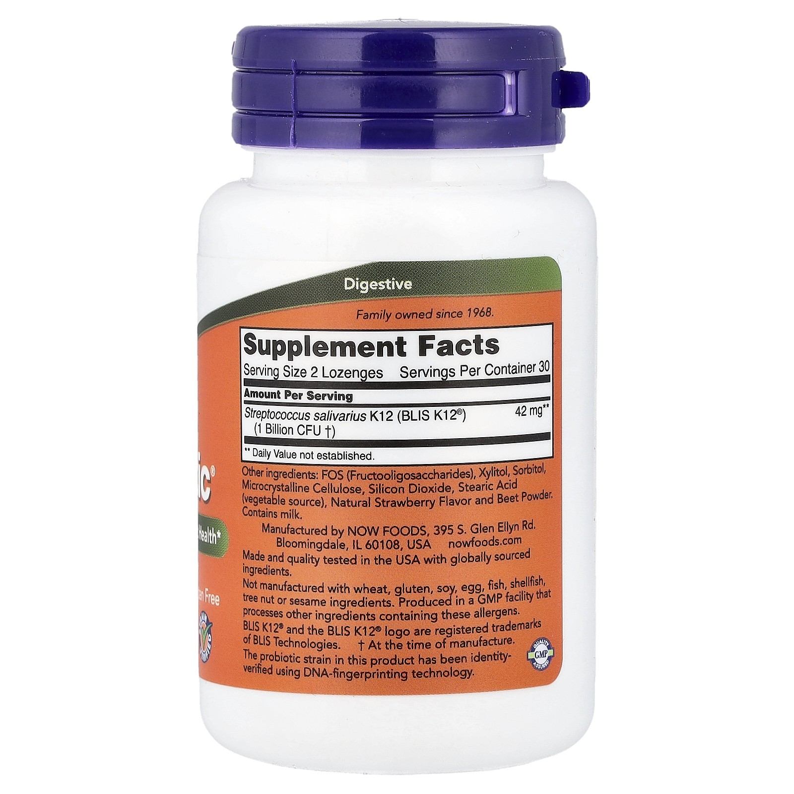 Now Foods OralBiotic 60 Lozenges Gluten-Free, GMP Quality Assured