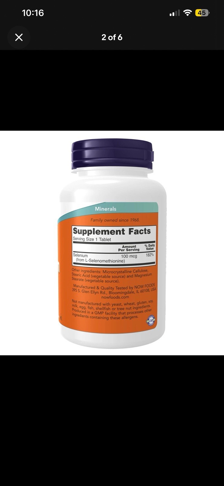 Now Foods Selenium Yeast Free 100 mcg 250 Tablets GMP Quality Assured, Kosher,