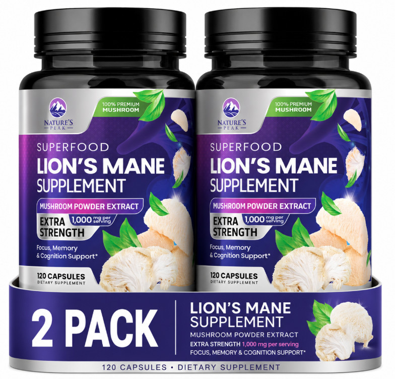 ( 2 pack ) Lions Mane 10,000mg Lion?s Mane Supplement Capsules for Memory