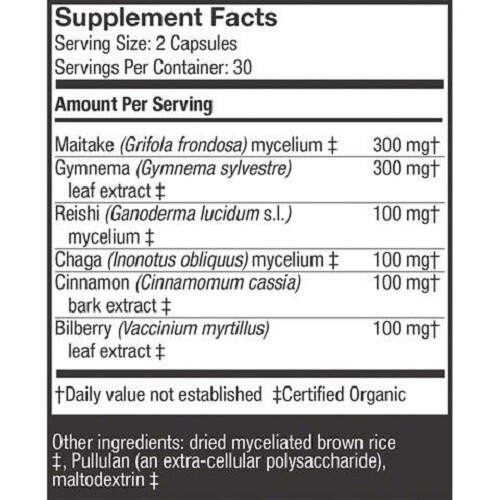 Host Defense MycoBotanicals Blood Sugar 60 Veg Caps Organic Fungi Perfecti