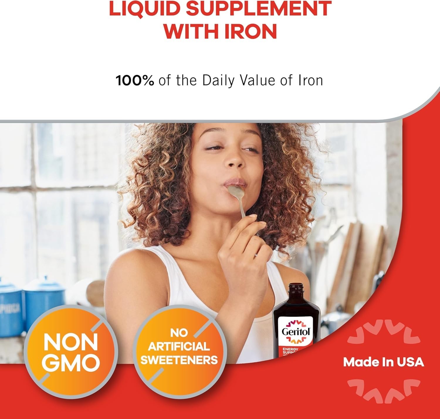 Geritol Liquid Multivitamin and Iron Supplement for Energy Support 12 Fl Oz
