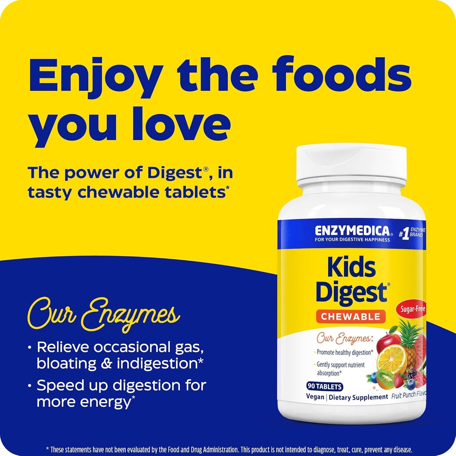 Enzymedica, Kids Digest, Chewable Digestive Enzymes, 90 Count