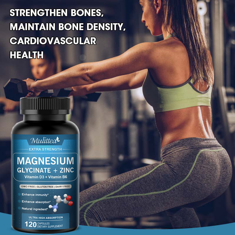 Magnesium Glycinate Pills 500mg High Absorption with Vitamin D3+B6 Sleep Support
