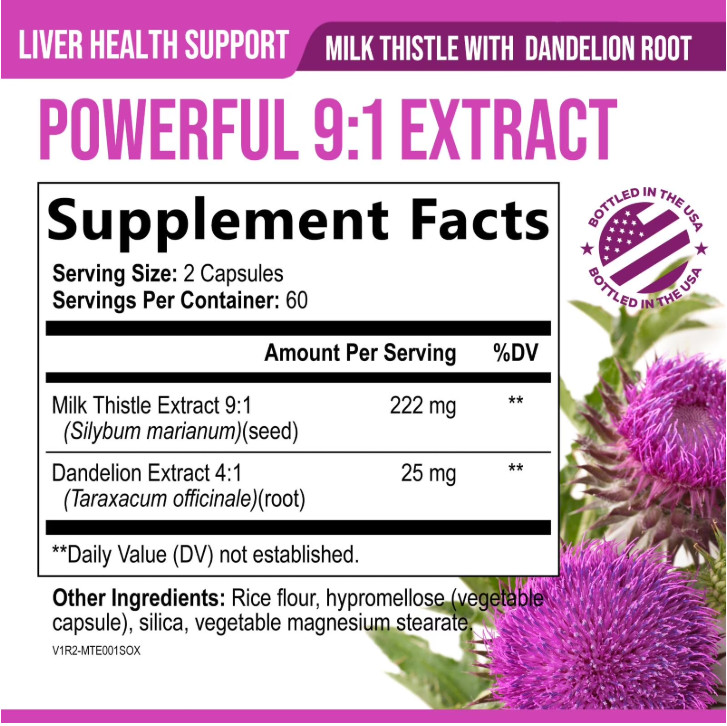 ( 2 pack) Milk Thistle Supplement for Liver Detox and Cleanse 1000mg