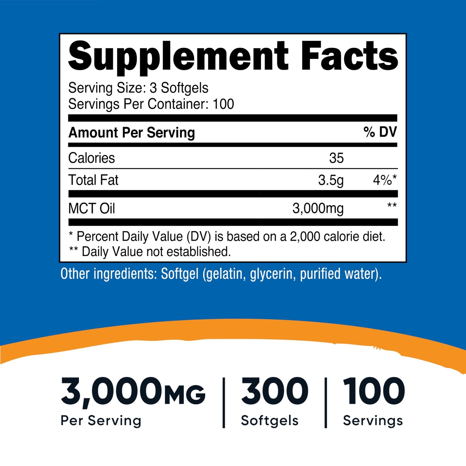 MCT Oil Softgels 1000mg – 300 Count, Ideal for Keto & Ketogenic Diets, Supports