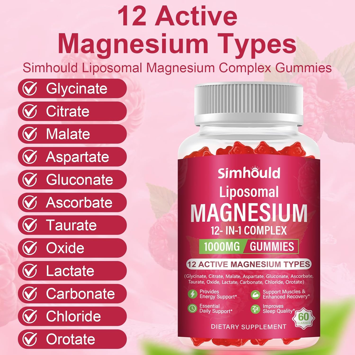 2 Packs Liposomal Magnesium Complex Gummies-As 12 Forms of Magnesium Citrate,…