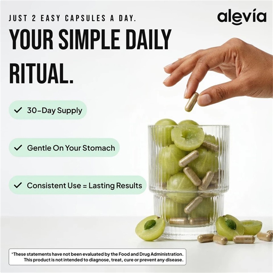3X Alevia Organic Amla Capsules 1000mg Indian Gooseberry Antioxidant Supple 60c