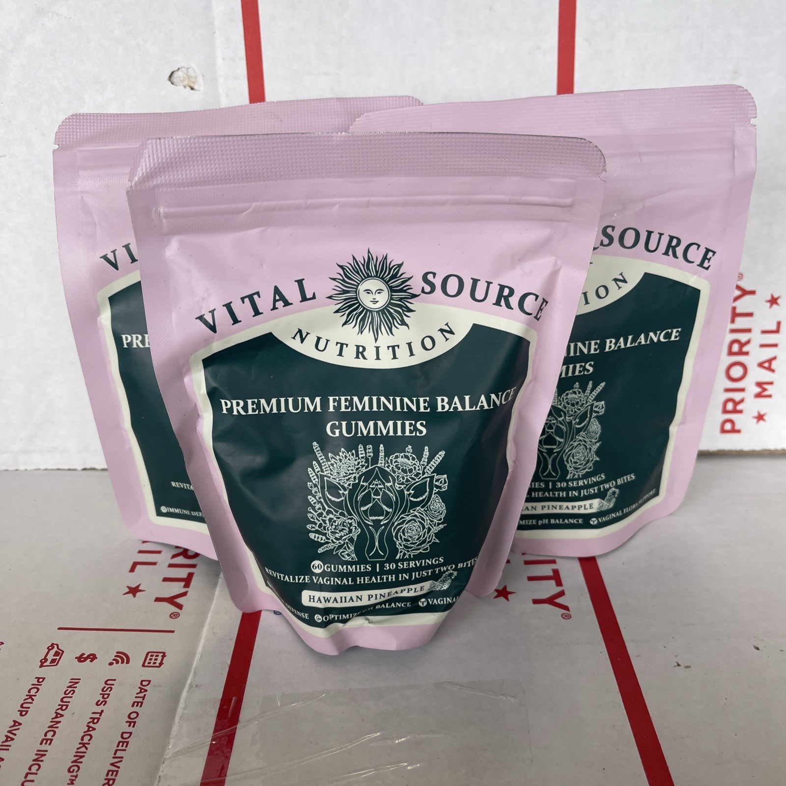 3 X – Vital Source Nutrition Premium Feminine Balance Gummies 60 Each Pineapple