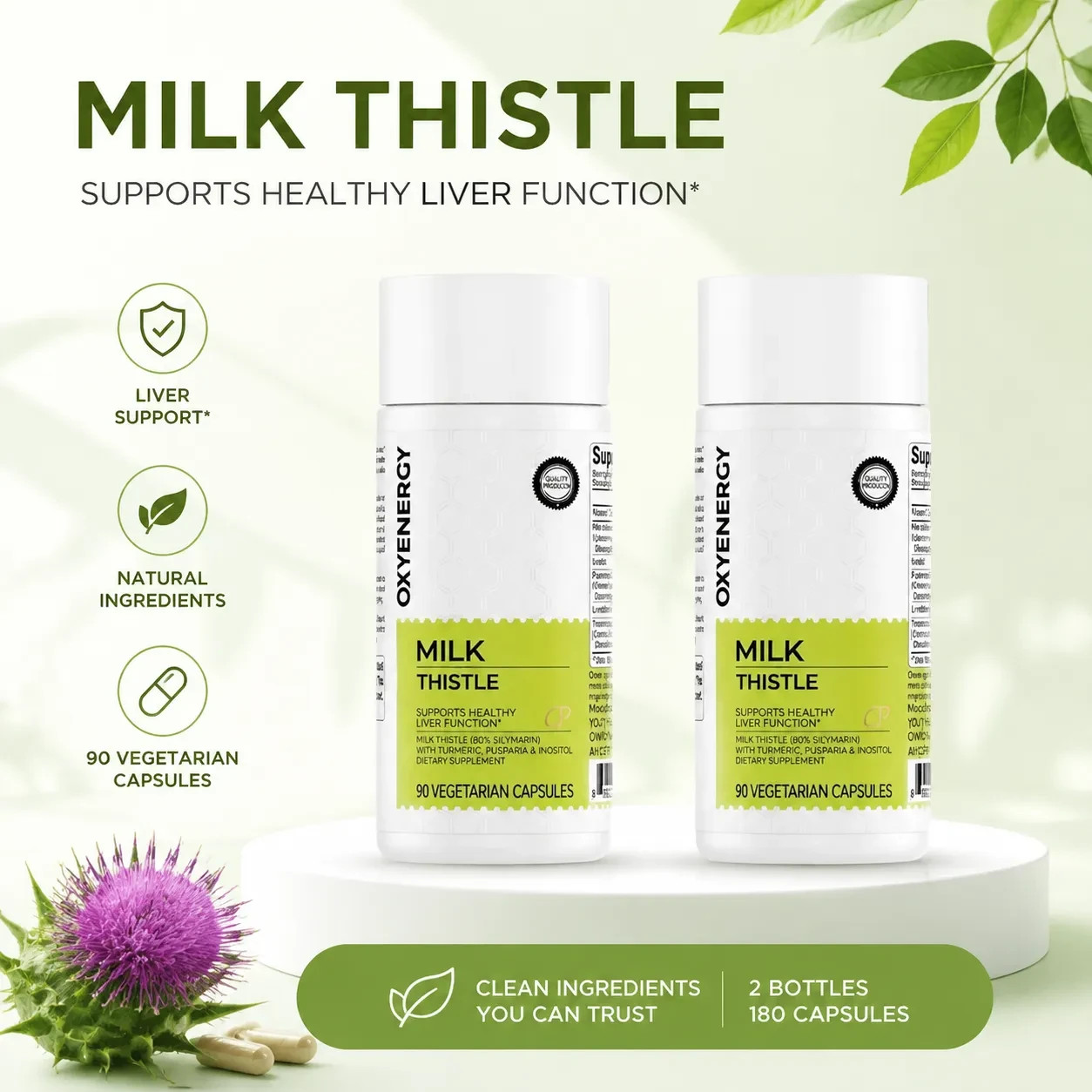 Oxyenergy Milk Thistle Liver Detox & Colon Cleanse,Natural Liver Health Support