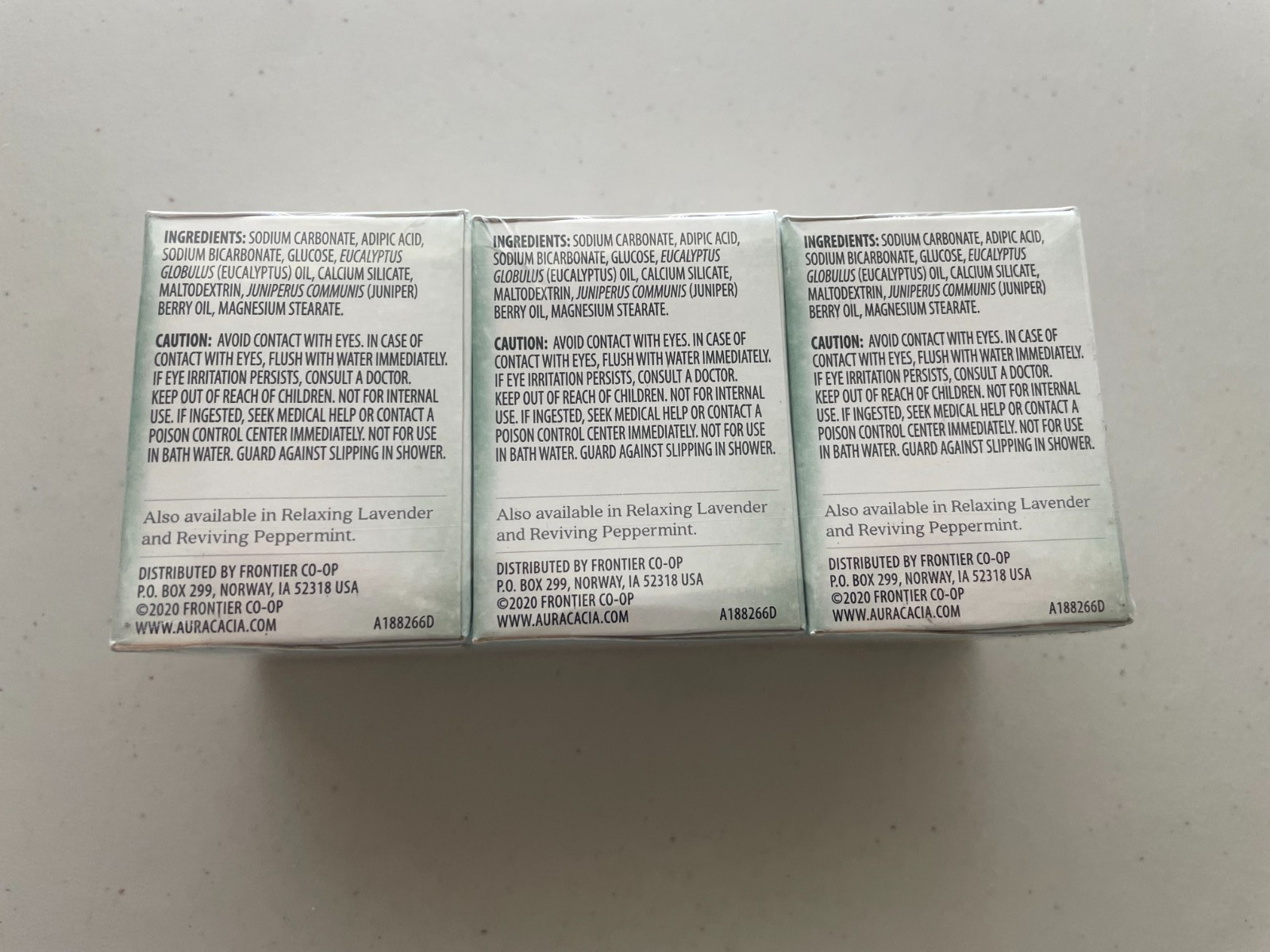 3 Boxes Aura Cacia Aromatherapy Shower Tablets Eucalyptus 3 Tablets Per Box