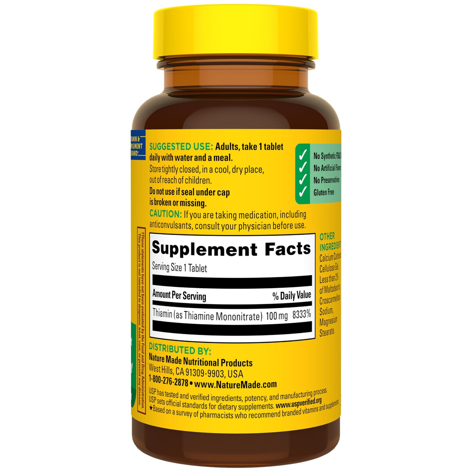 Nature Made Vitamin B1 100mg, Thiamine Supplement 100 Count (Pack of 1)