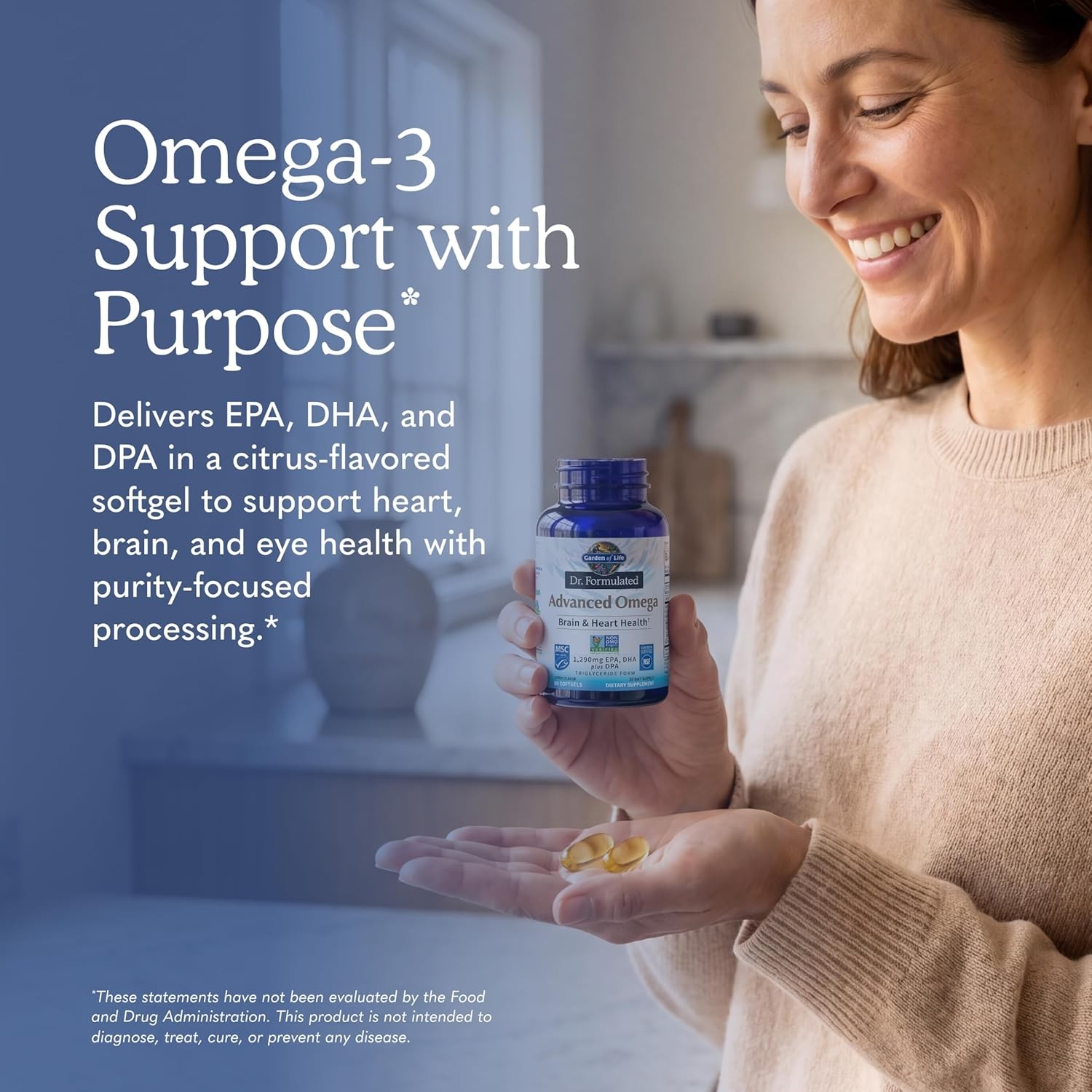 Garden of Life Dr. Formulated Advanced Omega Fish Oil – Lemon, 1,290mg EPA, DHA