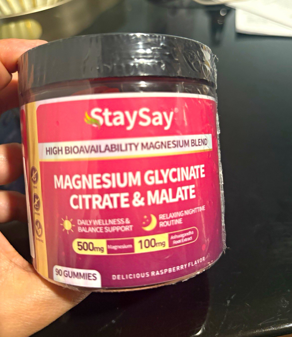StaySay High Bioavailability Magnesium Gummies 90 Raspberry 500mg