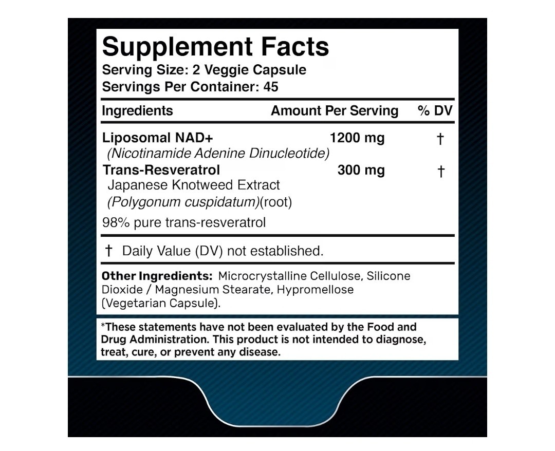 2 X WELLNESS LABSRX Liposomal NAD Supplement, 1500mg – USA Made, NAD Resveratrol