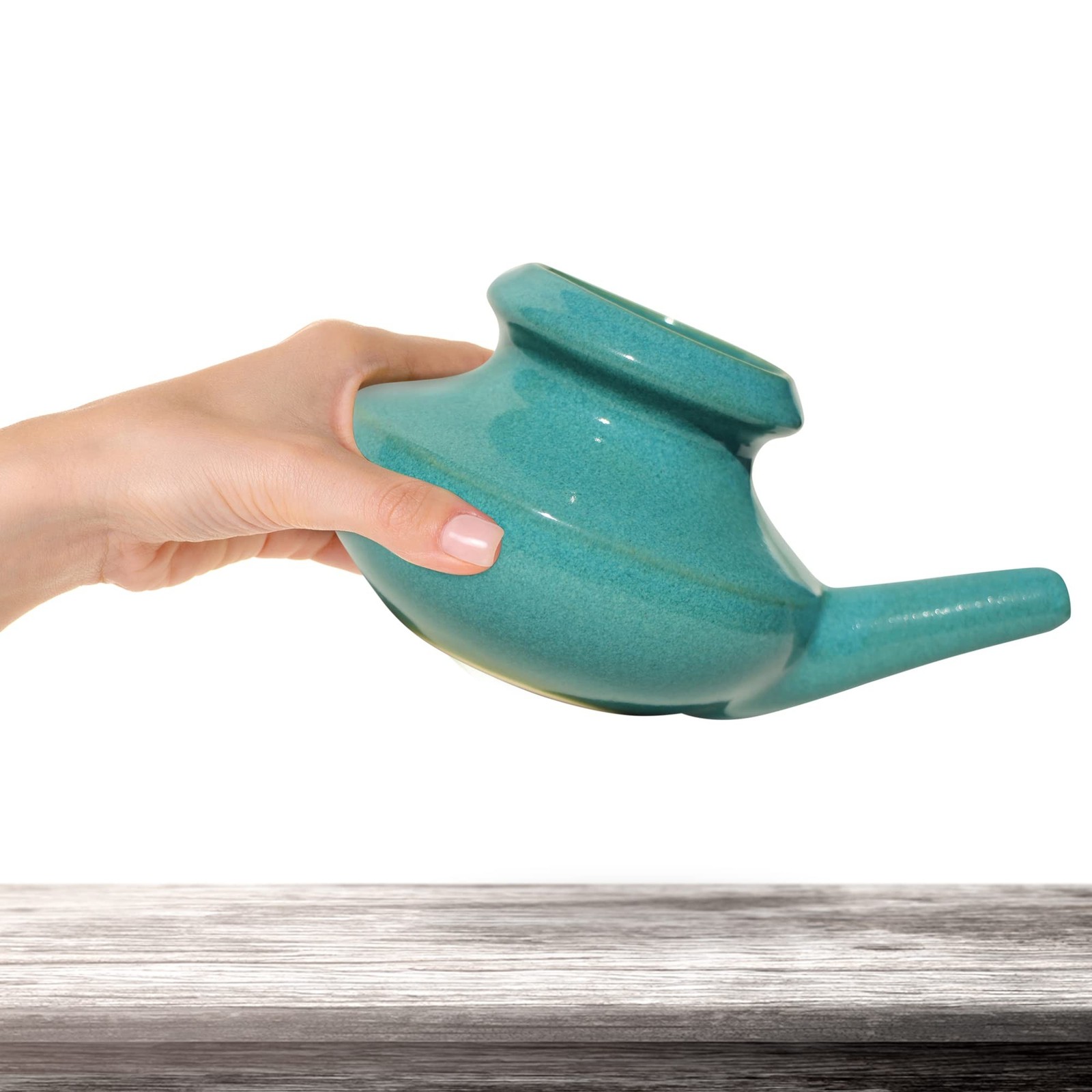 Baraka USA Ceramic Neti Pot w/ 2oz Mineral Sea Salt – Saline Nasal Rinse f