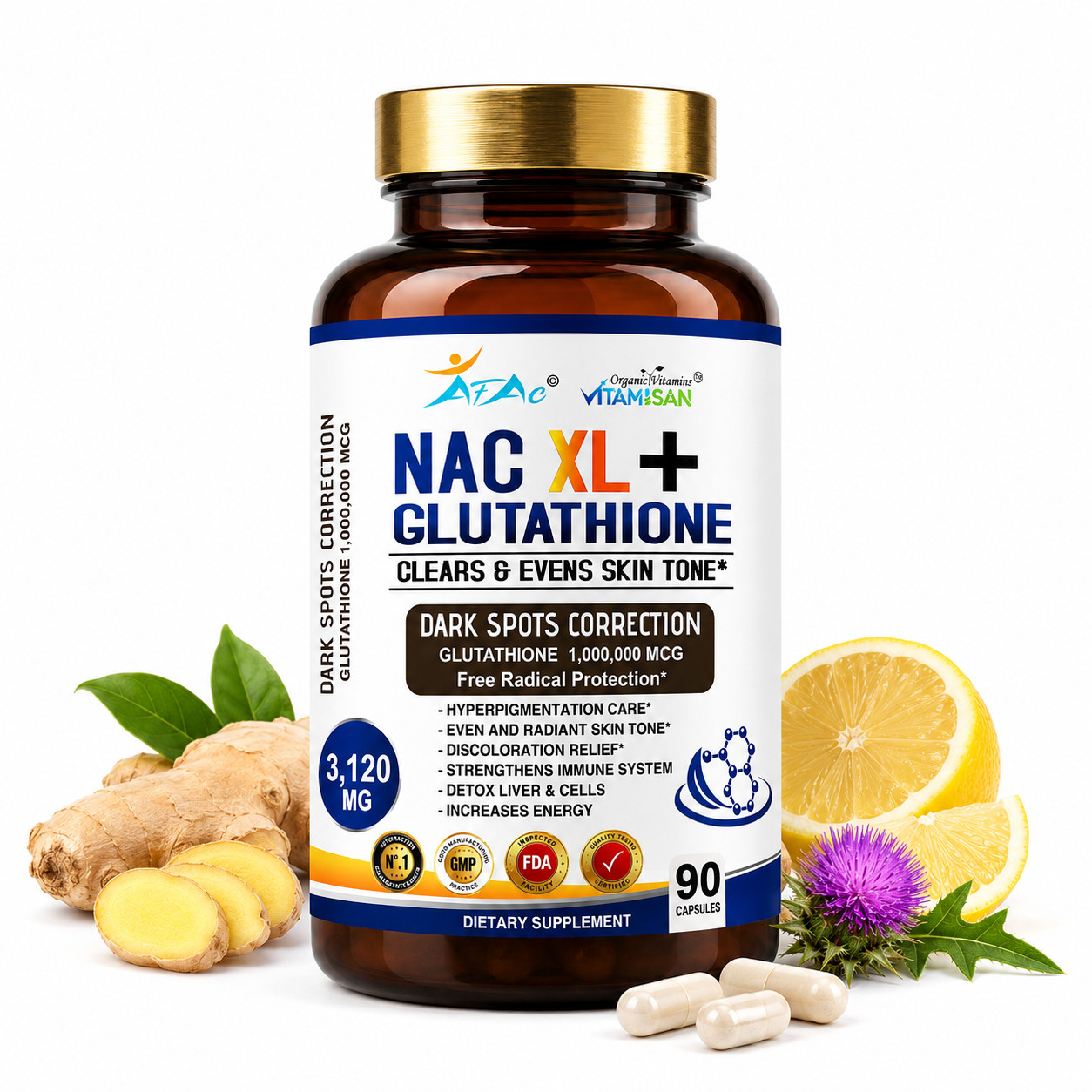 NAC N Acetyl Cysteine | 270 CAPSULES | Non-GMO, Gluten Free 3120 MG liver detox