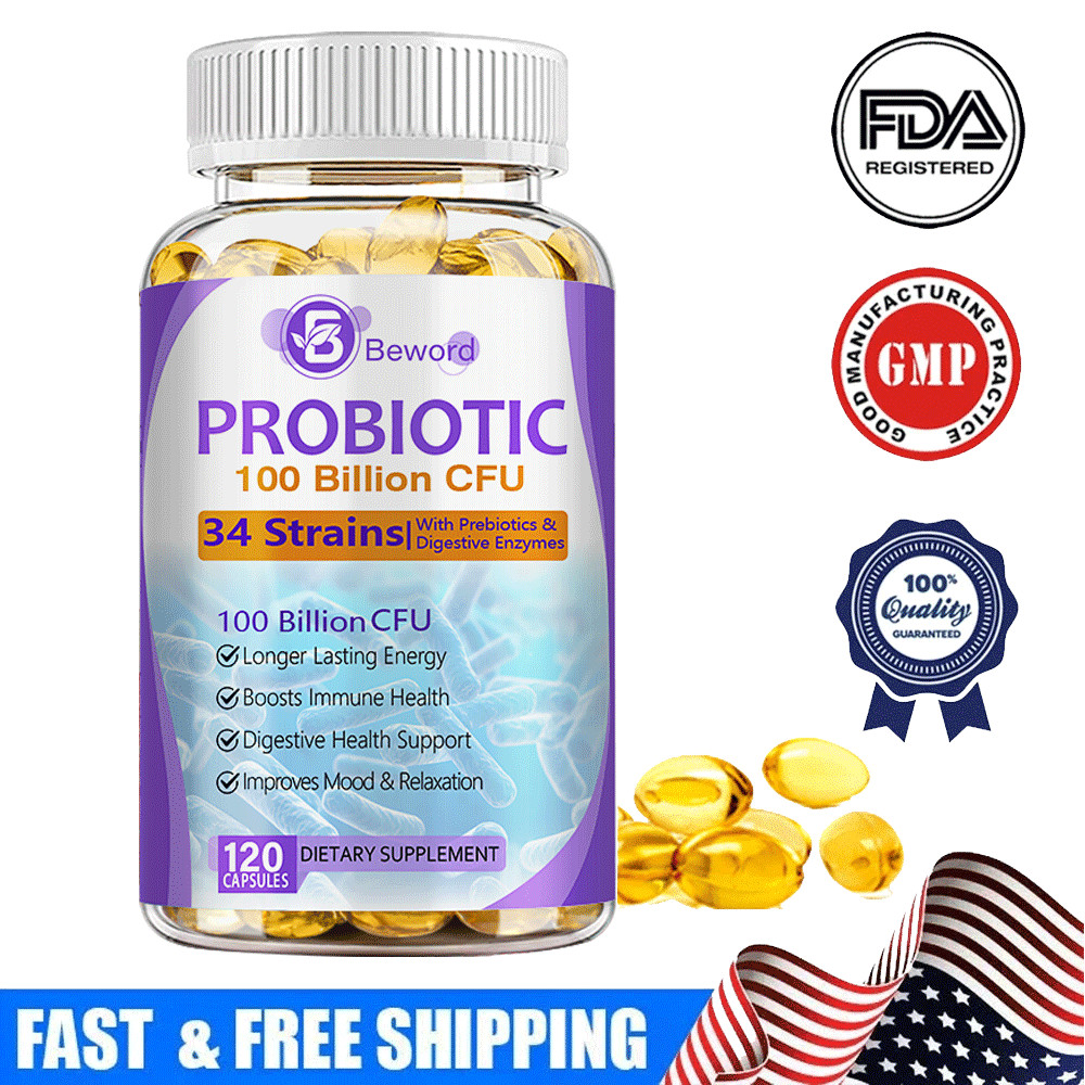 100 Billion Probiotics CFU Potency Gut Health 120 Capsules Probiotic Supplement