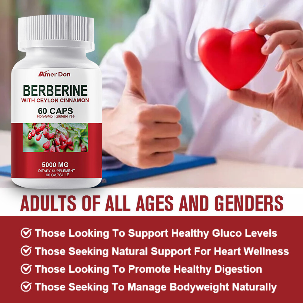 Berberine with Ceylon Cinnamon 5000mg Blood Sugar Heart Health & Immune 60 Pills