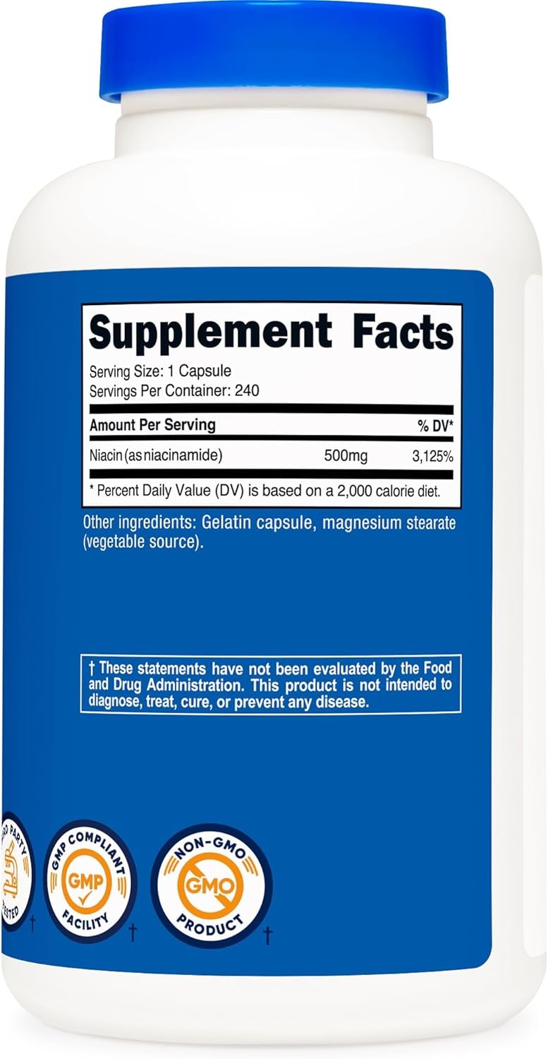 Nutricost Niacinamide (Vitamin B3) 500mg, 240 Capsules 240 Count (Pack of 1)
