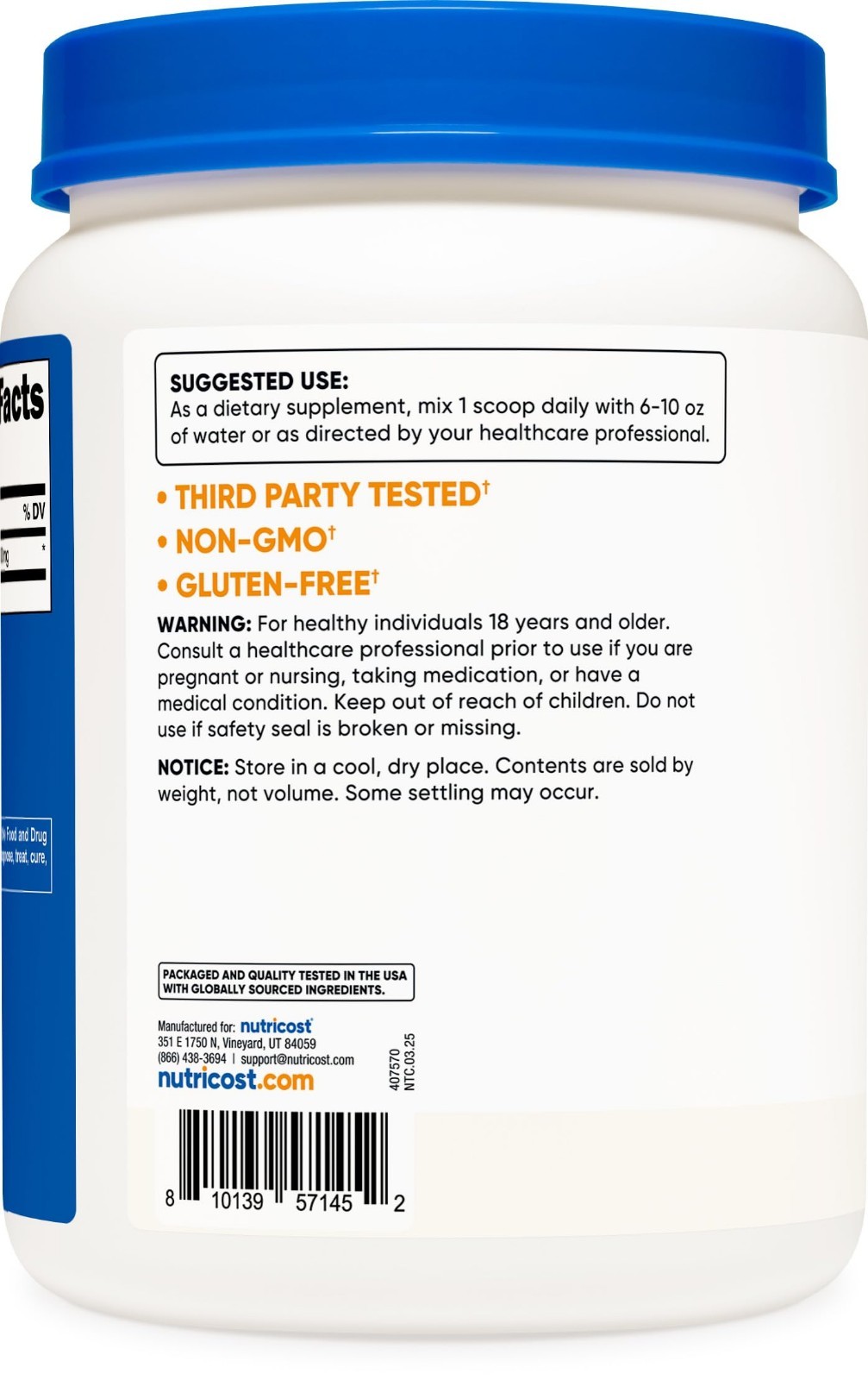 Pure L-Lysine Powder 1KG – Non-GMO, Gluten Free, Amino Acid Supplement, 2.2lbs