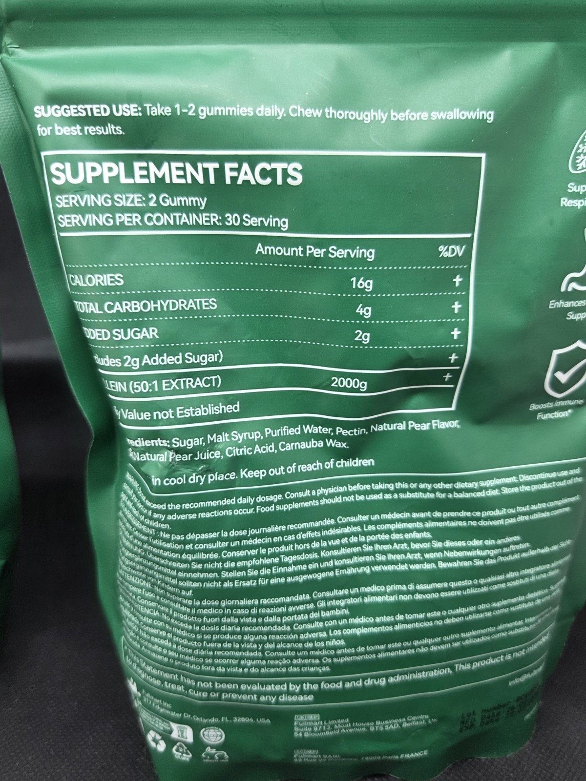 Lot Of 2 Mullein Gummies Acentialabs 60 120 Total 2000mg