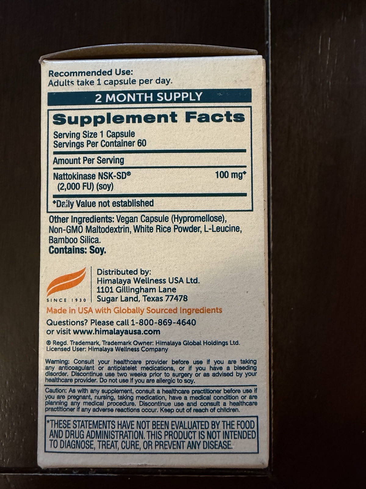 NSK-SD Nattokinase Capsules, 60 CT / Himalaya Two Months Supply / Exp 08/2027