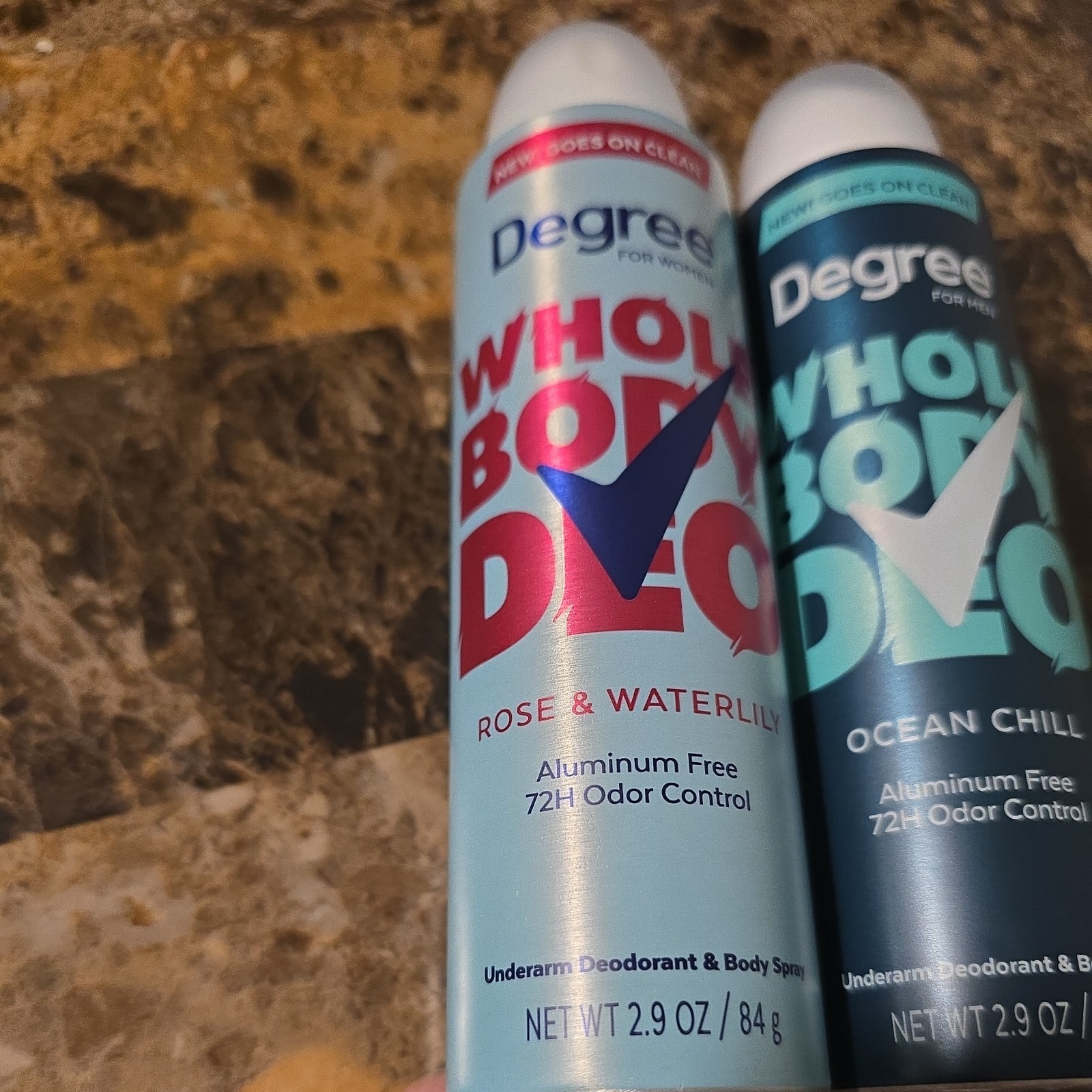 2 pc Degree Men & Women Deodorant Spray Rose Waterlily/Ocean Chill (CO59)