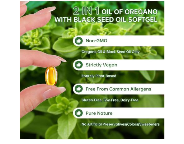 Oil of Oregano 6000mg with Black Seed Oil Softgels – 180 Capsules