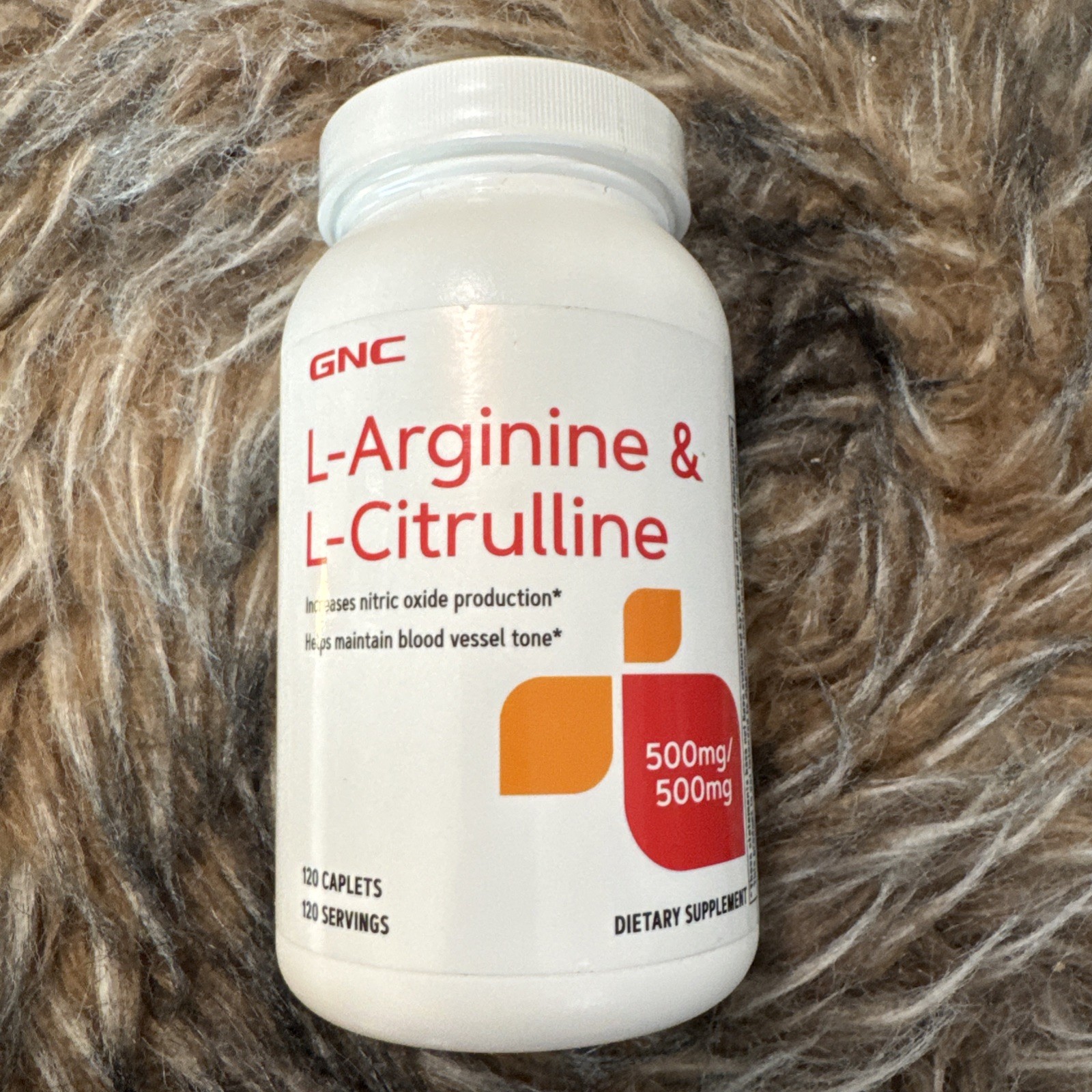 New & Sealed GNC L-Arginine & L-Citrulline 500mg 120 Caplets Exp 04/2028