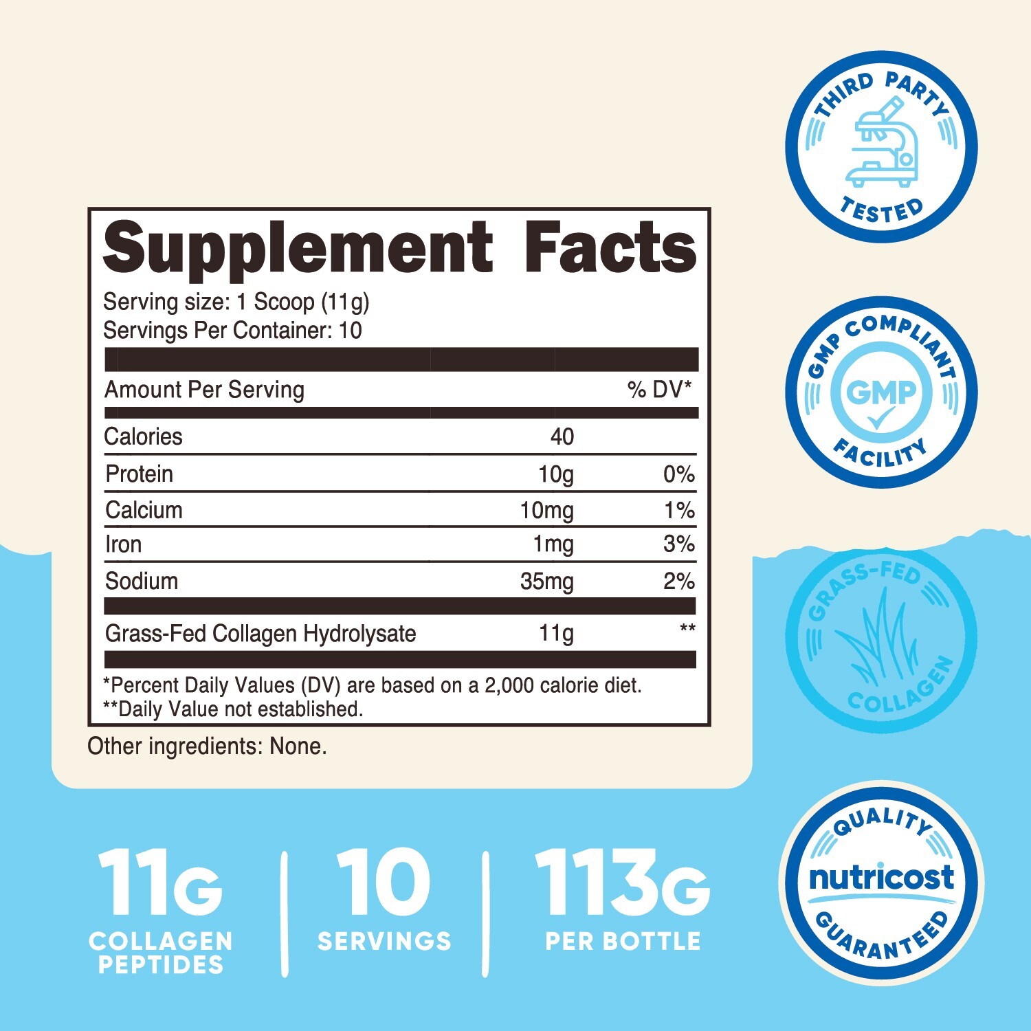 Nutricost Grass-Fed Collagen Powder 4 oz (Unflavored) – Gluten Free and Non-GMO