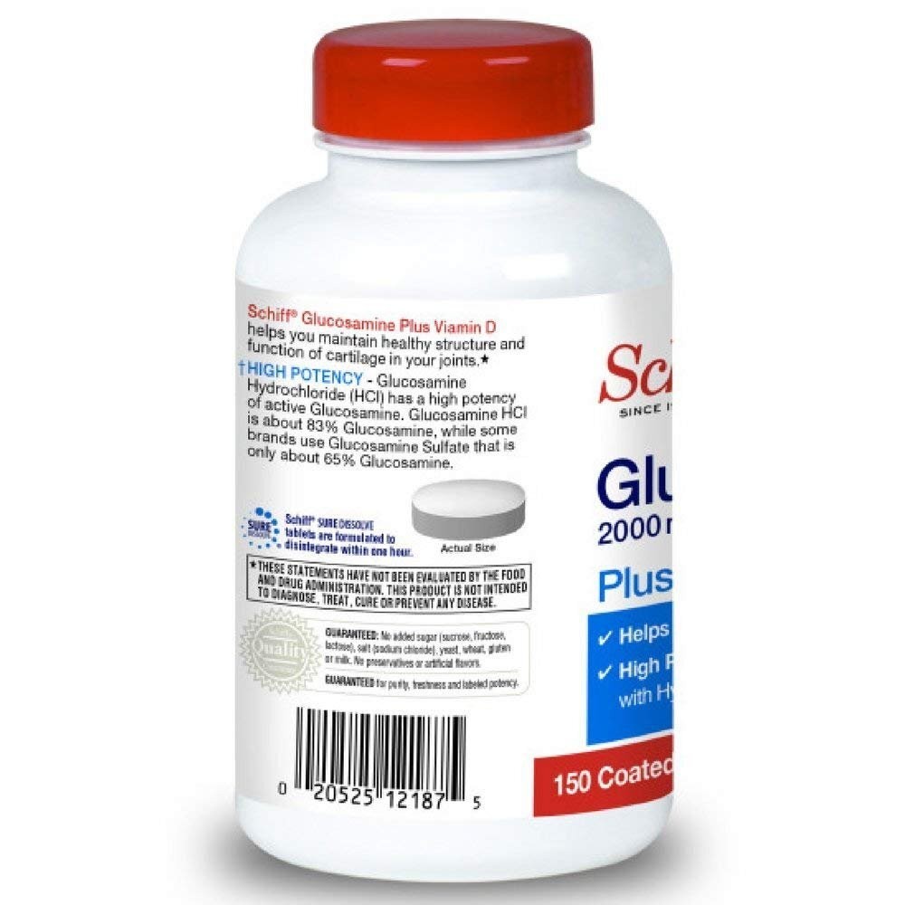 Schiff Glucosamine Tablets with Plus Vitamin D3 and Hyaluronic Acid 150 Count