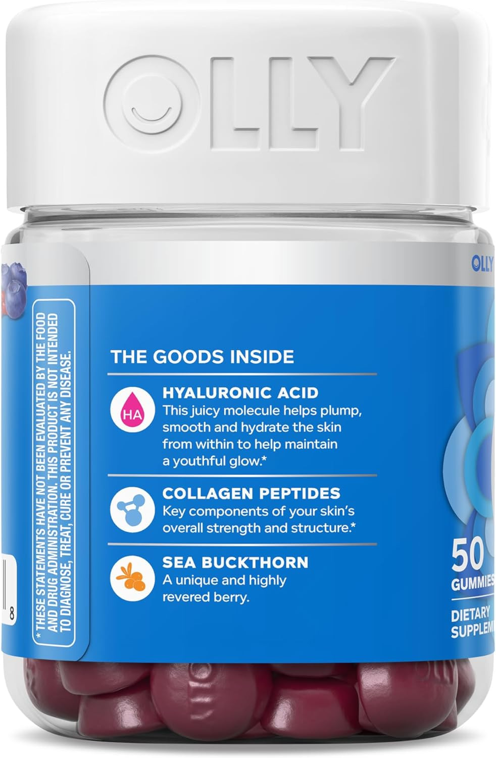 OLLY Glowing Skin Gummy, Collagen, Hyaluronic Acid, Sea Buckthorn, 50 Count