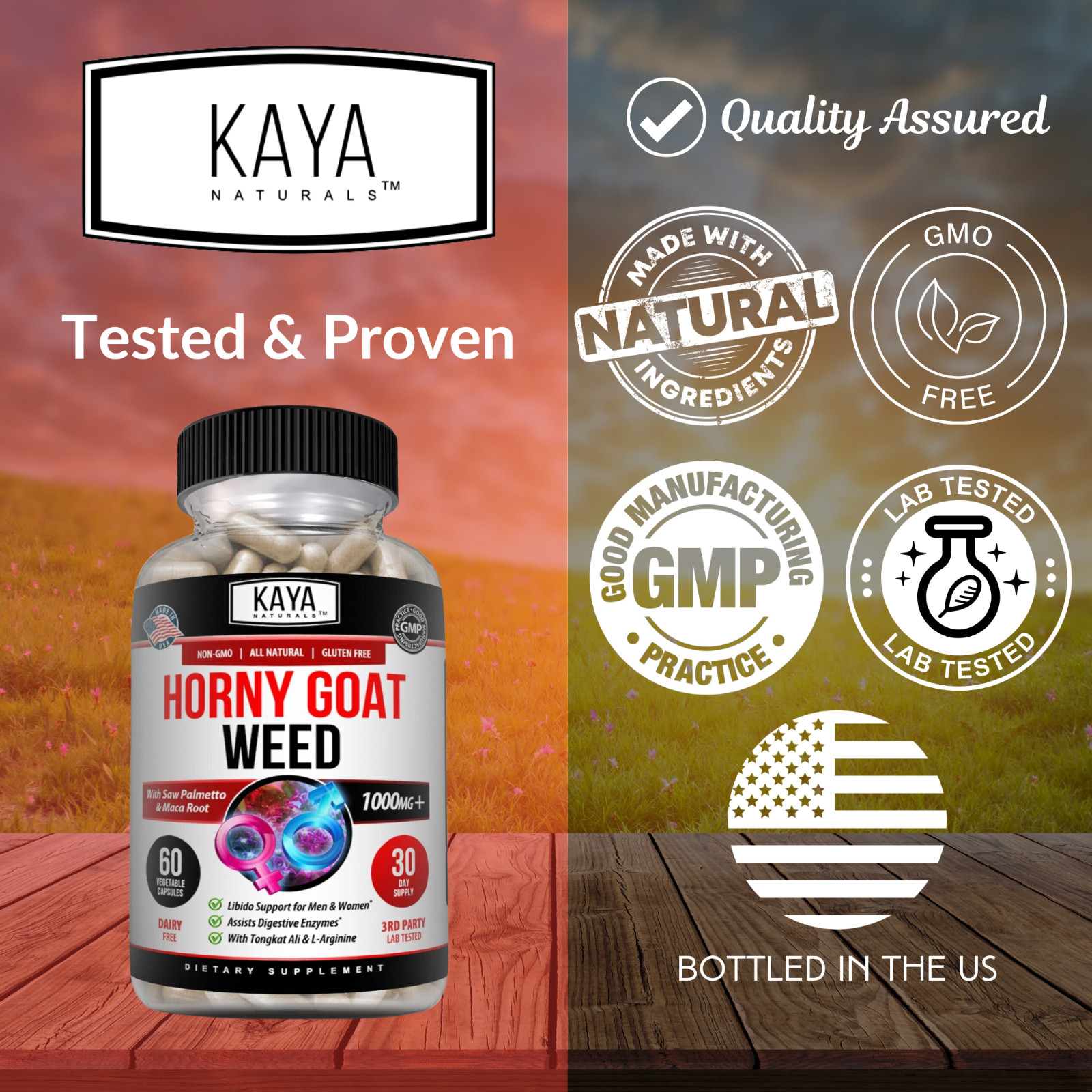 Horny Goat Weed for Men & Women-with Maca, Saw Palmetto, Ginseng, L-Arginine