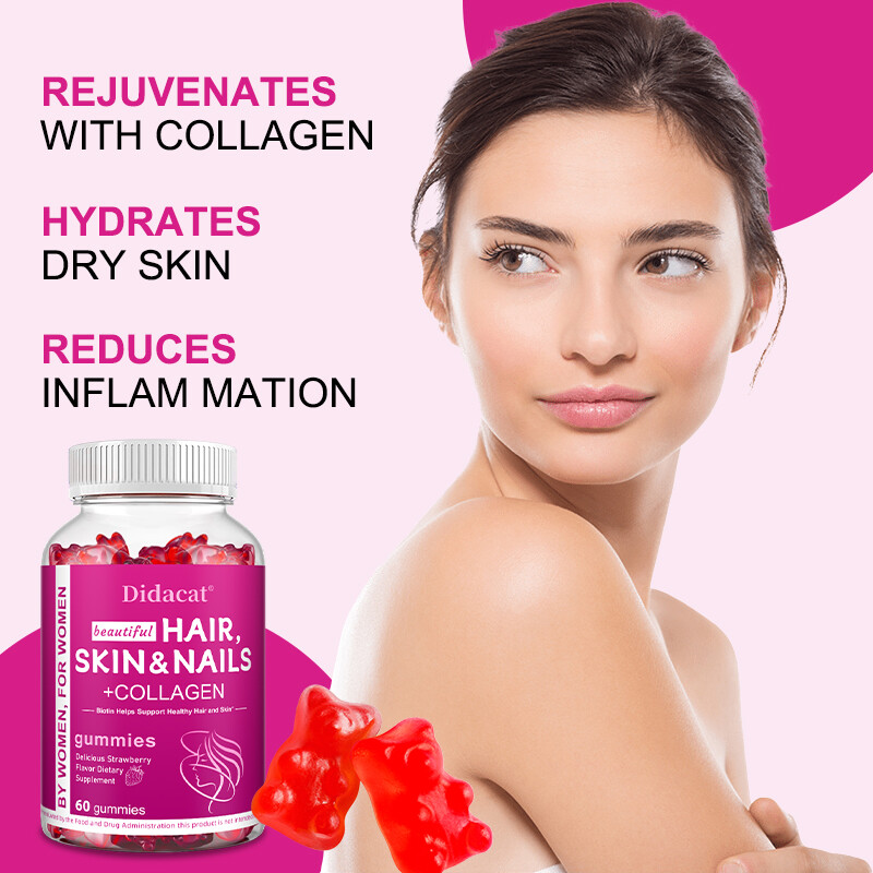 Premium Collagen Peptide Gummies Hydrolyzed for Anti-Aging (Type I, II, III)
