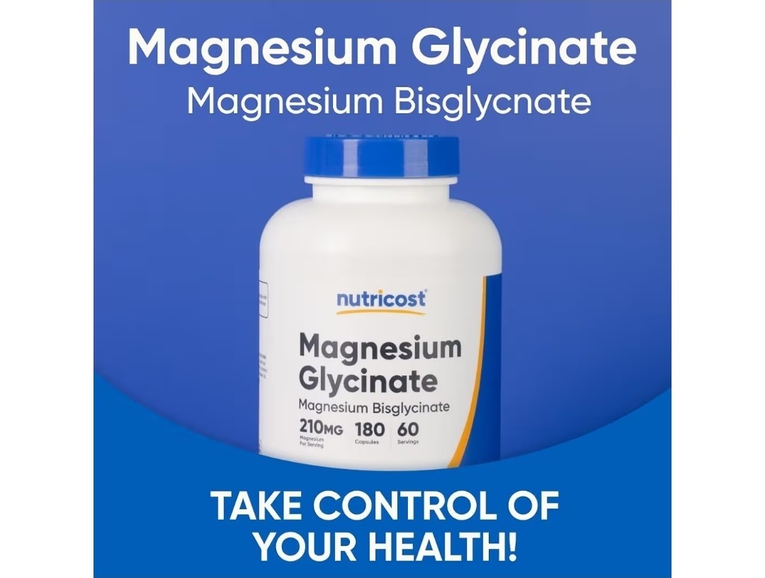 Nutricost Magnesium Glycinate (Bisglycinate) 210mg 180 Capsules Non-GMO