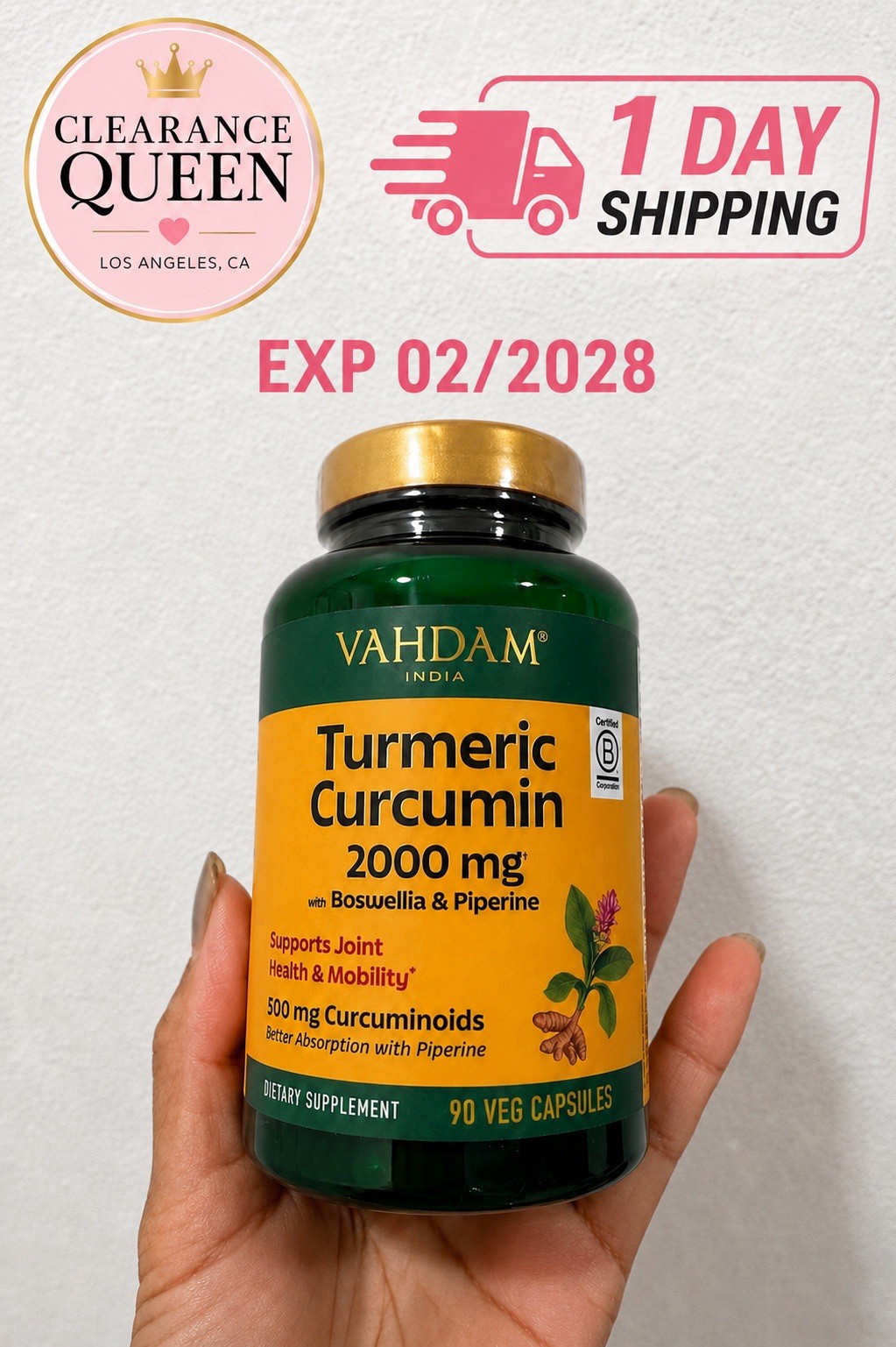 VAHDAM TURMERIC CURCUMIN 2000 MG WITH BOSWELLIA & PIPERINE SEALED EXP 02/2028