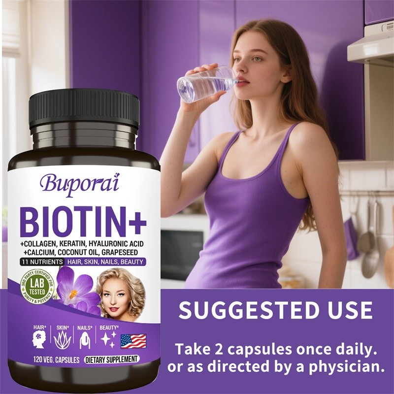 Biotin 120pcs, Anti-aging, Promotes Collagen Production, Reduces fine lines