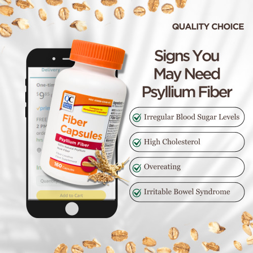 2 Pack Quality Choice Fiber Capsules 100 Natural Psyllium Husk 160 Each
