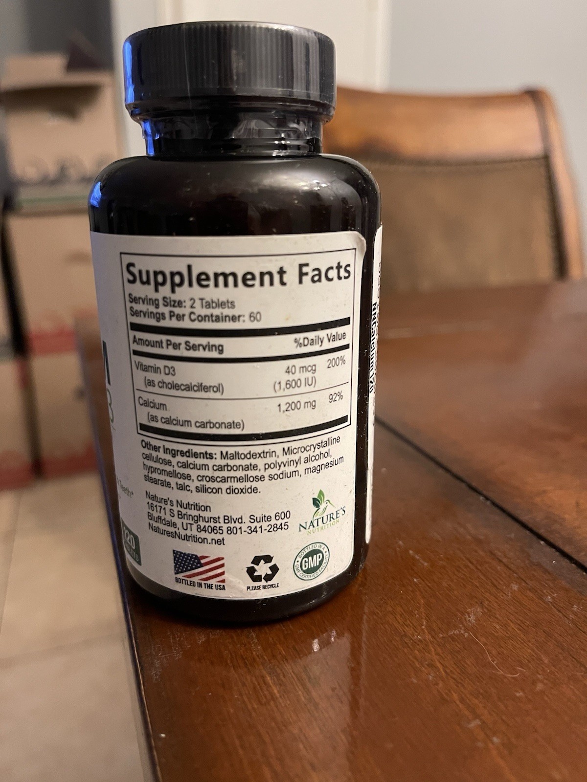 Nature’s Nutrition Calcium 1200mg w/Vitamin D3 120 Tablets EXPIRES 02/2027