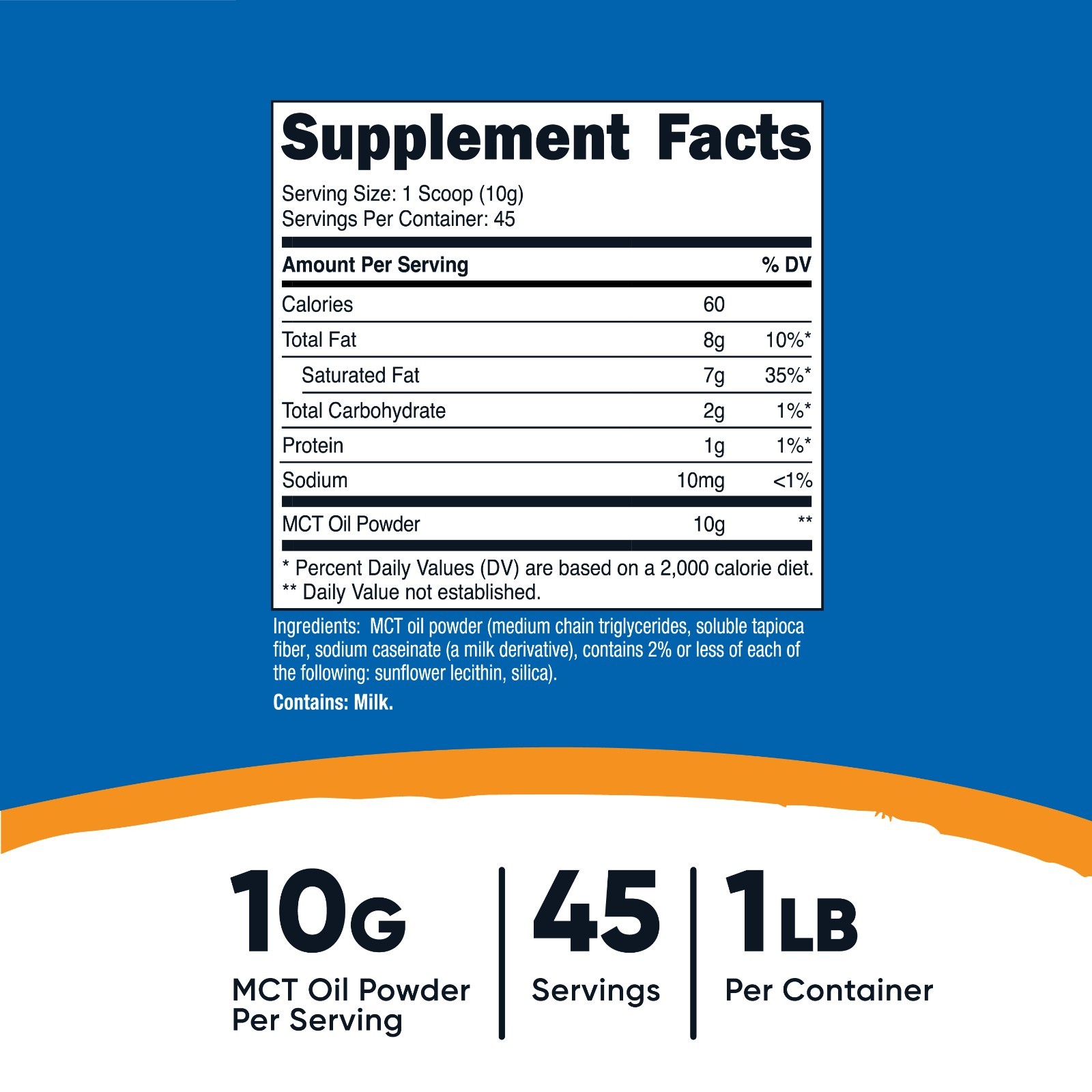 Nutricost MCT Oil Powder (1 LB) – Premium MCT Oil, Non-GMO, Gluten Free