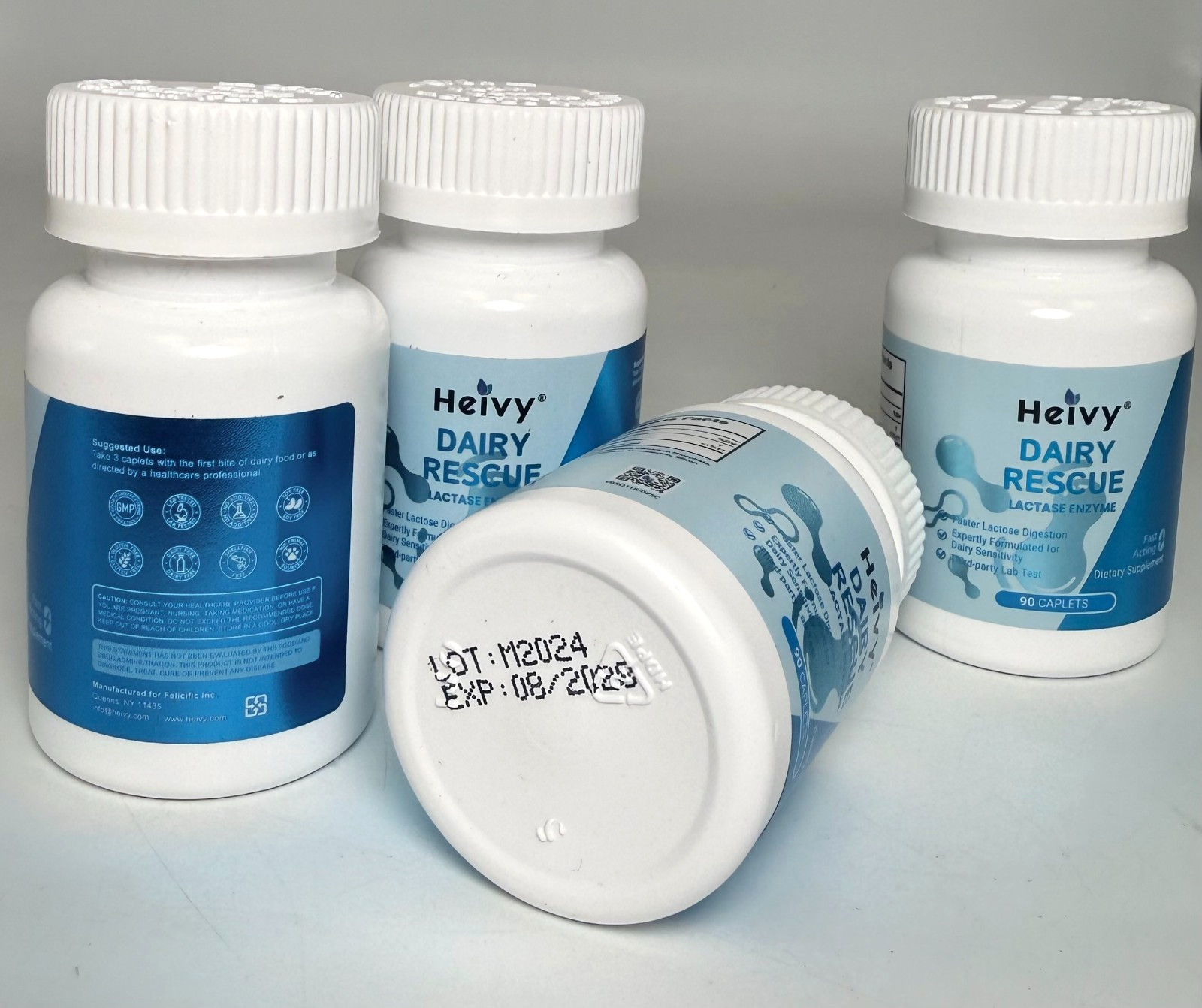 4 Pack Heivy Pure Lactase Enzyme 9000 FCC Dairy Relief – 360 ct *EXP 08/2028*