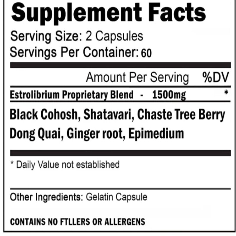 ESTROLIBRIUM for Women Increase Estrogen, Hormone, Energy 120 Capsules