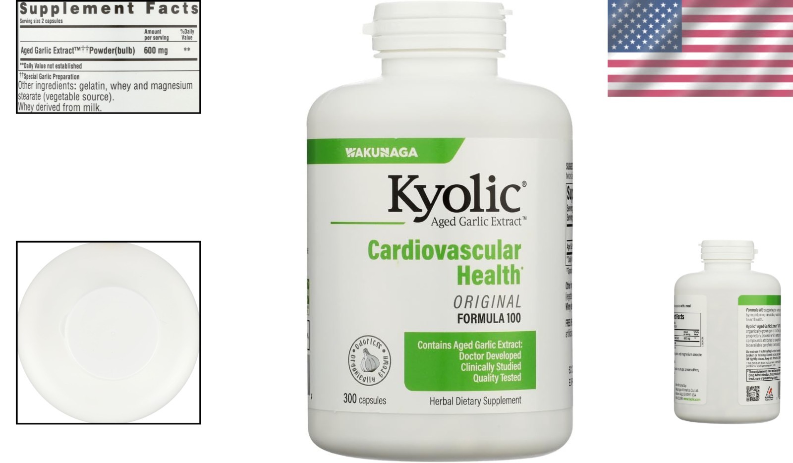 300 Count Organic Aged Garlic Extract Capsules – Promote Cardiovascular Wellness