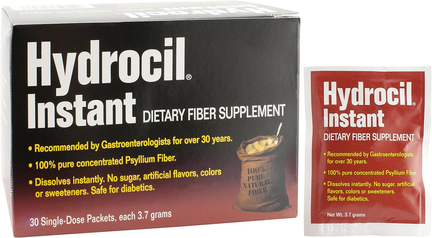 Psyllium Husk Powder Dietary Fiber Supplement 30 Packets