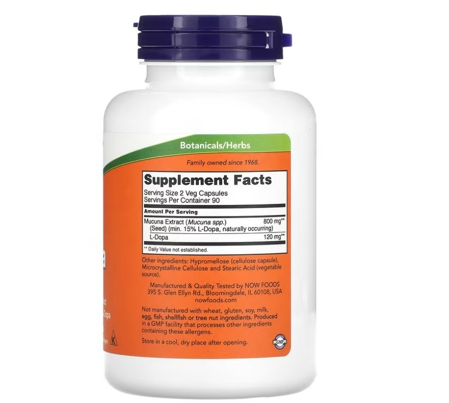 NOW FOODS Dopa Mucuna 180 Veg Capsules