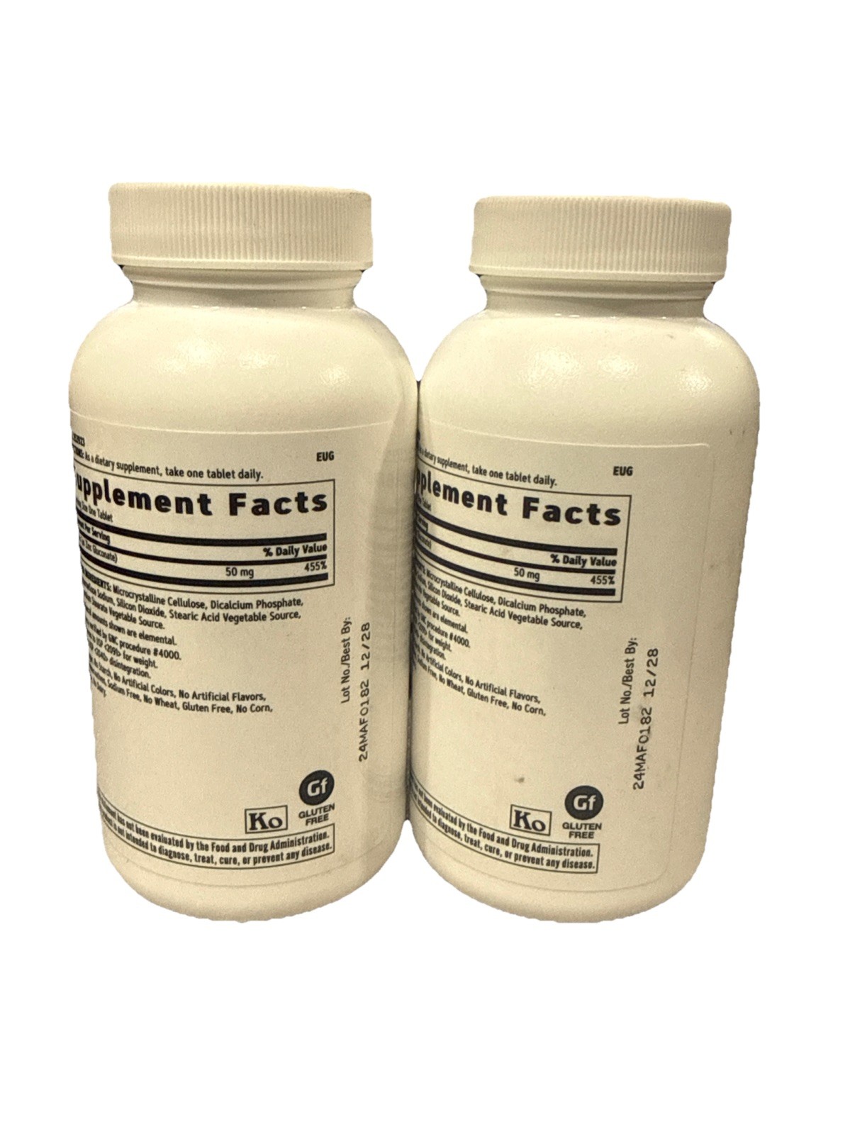 (2X) GNC Zinc 50MG 250 Vegetarian Tablets 12/2028