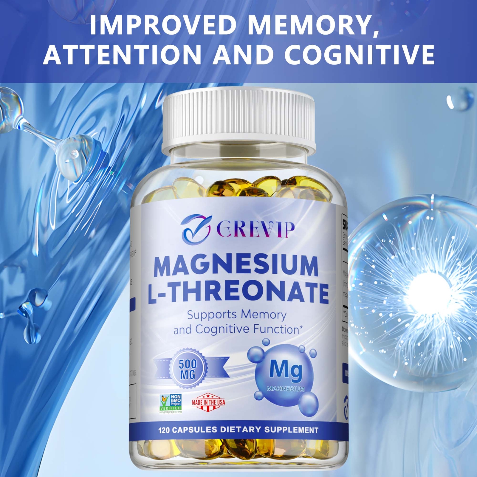 Magnesium L-threonate 2000mg – for Brain, Memory, Focus, Cognitive Function